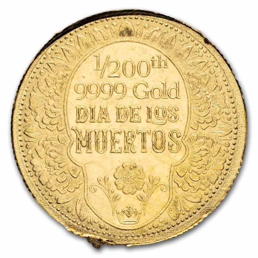 1/200 oz Gold Round: Day of the Dead Rose Skull - MPM