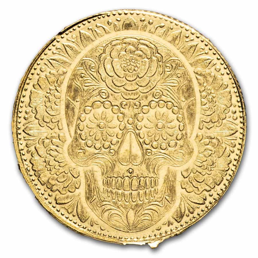1/200 oz Gold Round: Day of the Dead Rose Skull - MPM