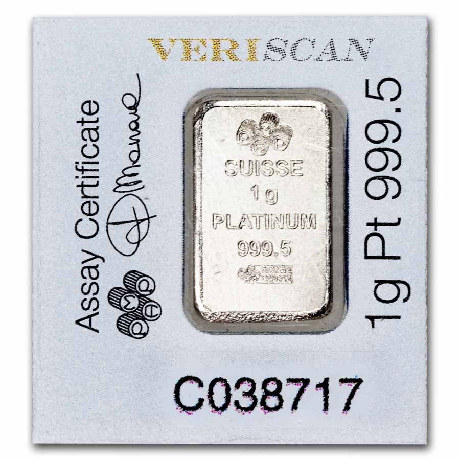 1 gram Platinum Bar - PAMP Suisse Lady Fortuna