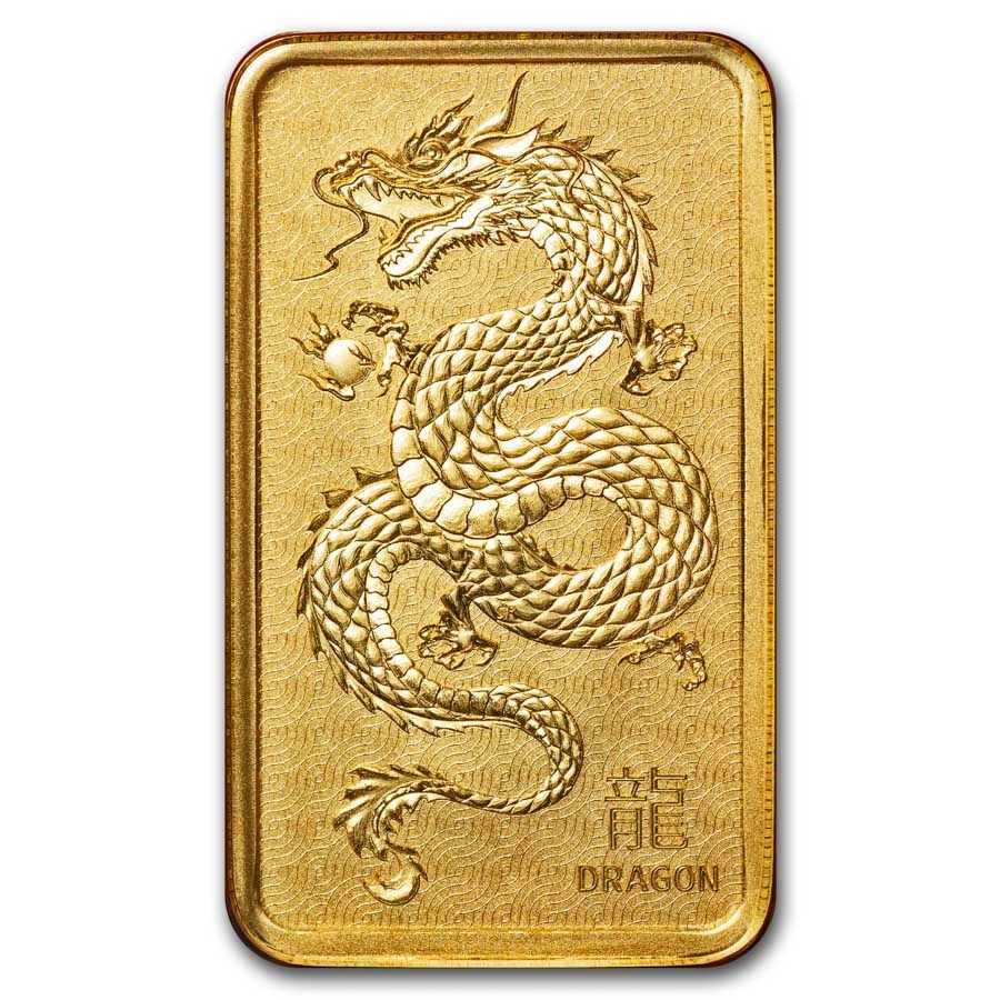 1 oz Gold Bar - Perth Mint Lunar Dragon