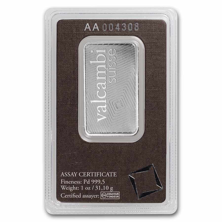 1 oz Palladium Bar - Valcambi