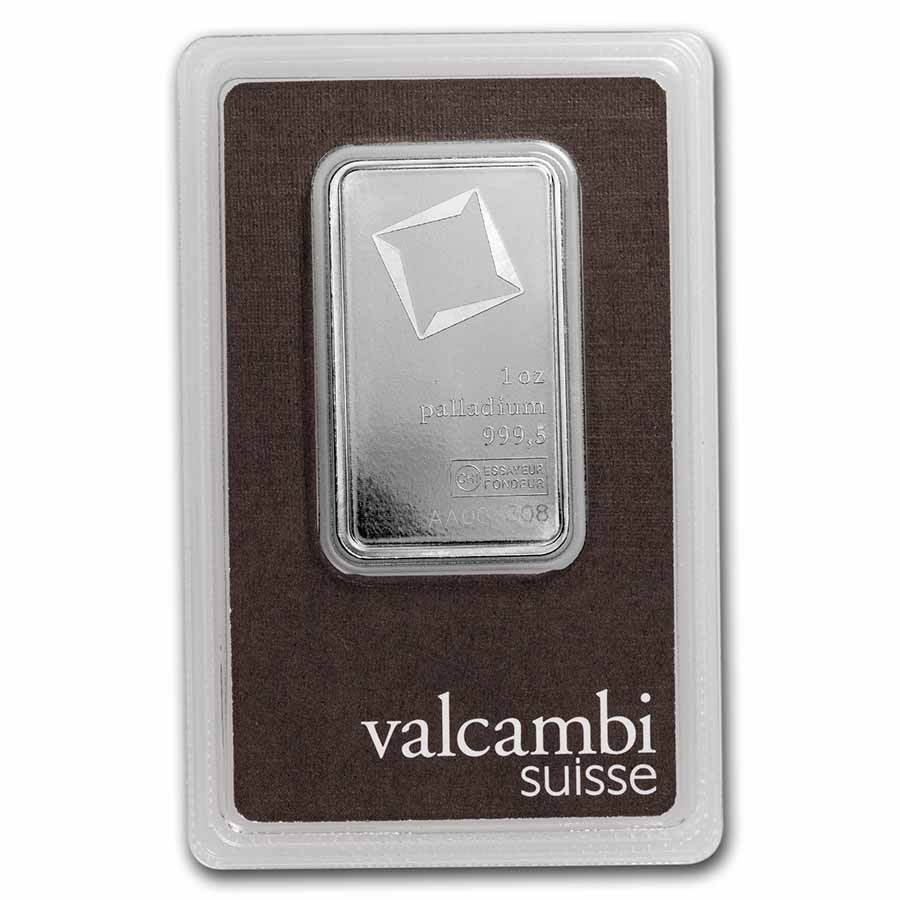 1 oz Palladium Bar - Valcambi Suisse 