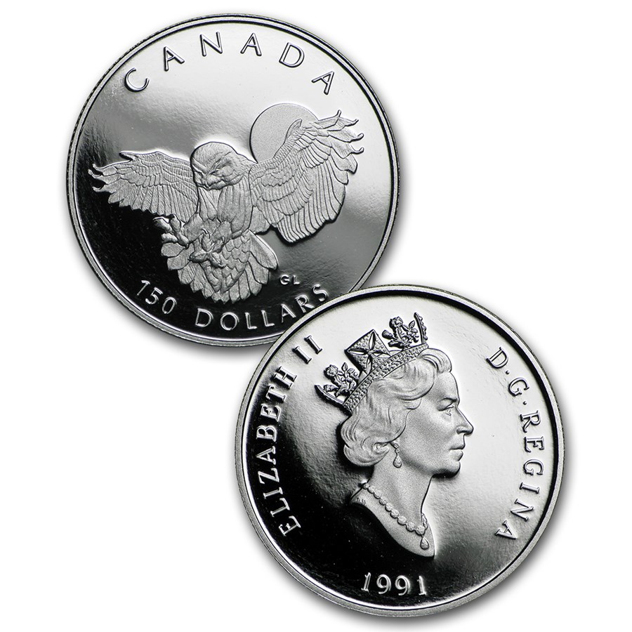 1991 Canada 4-Coin Proof Platinum Set: Snowy Owl (w/Box & COA)