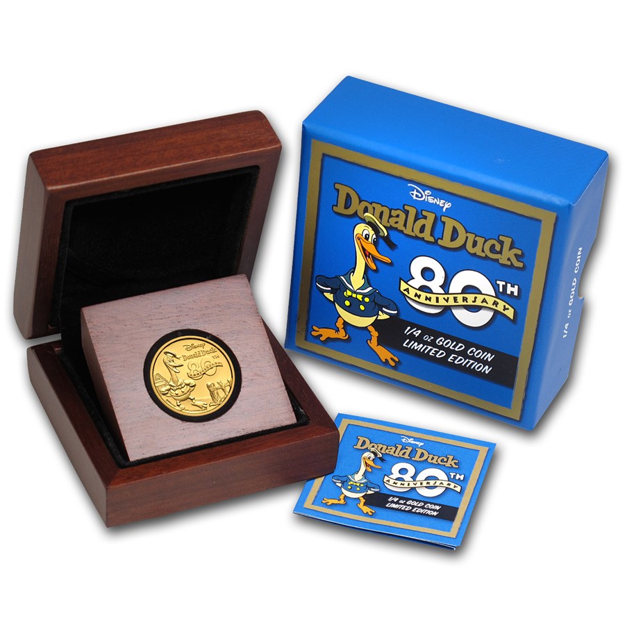 2014 Niue 1/4 oz Proof Gold $25 Disney Donald Duck