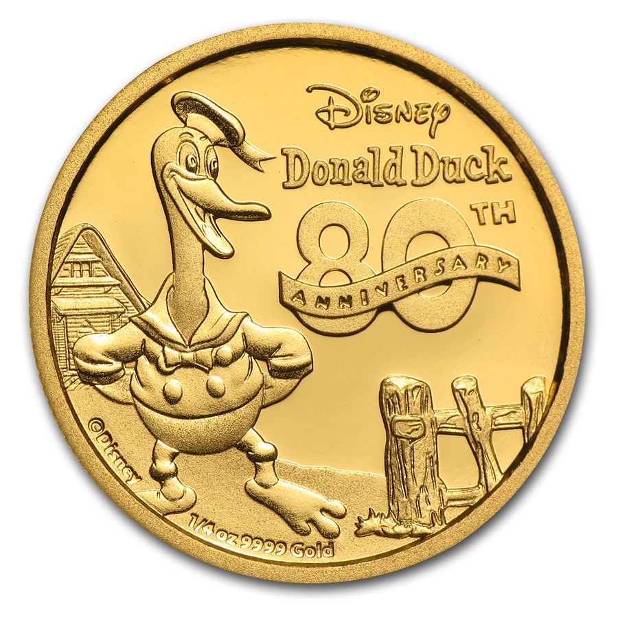 2014 Niue 1/4 oz Proof Gold $25 Disney Donald Duck