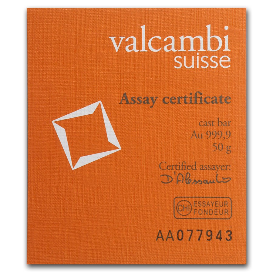 50 gram Gold Bar - Valcambi 