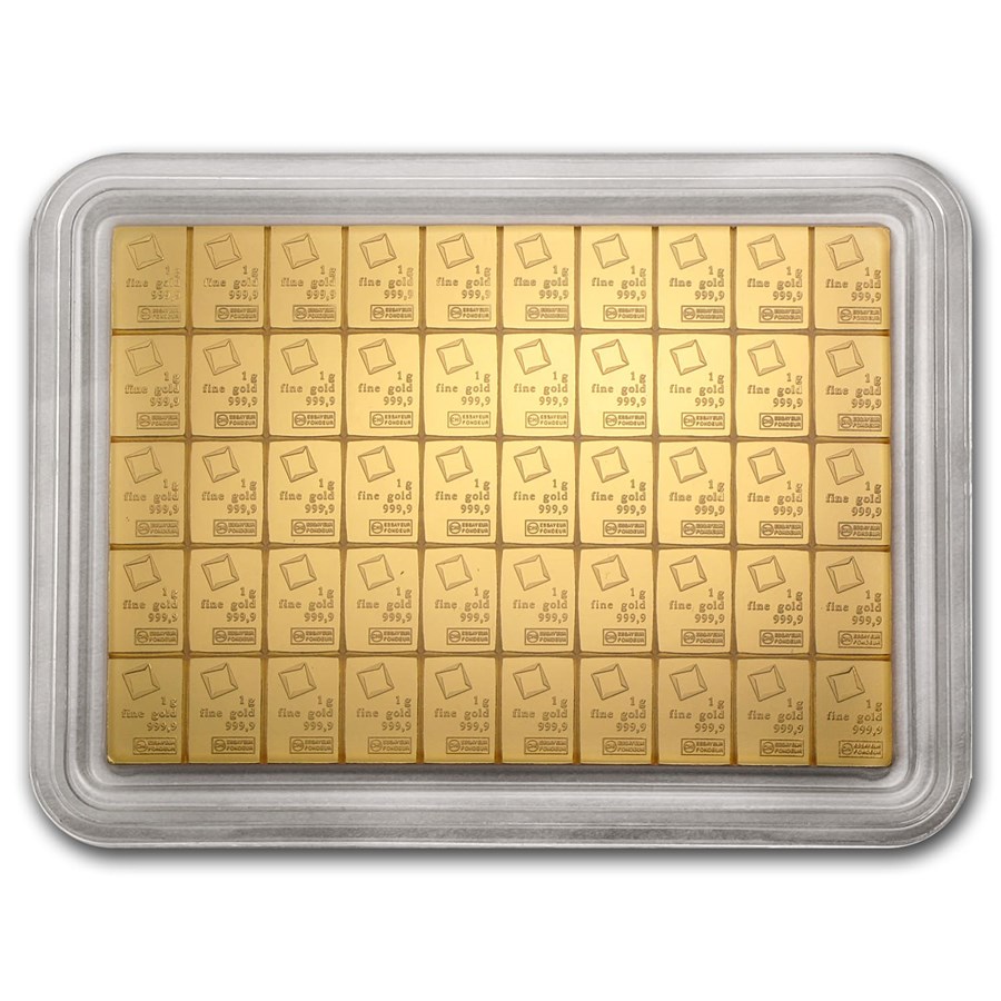 50 x 1 gram Gold Valcambi CombiBar™