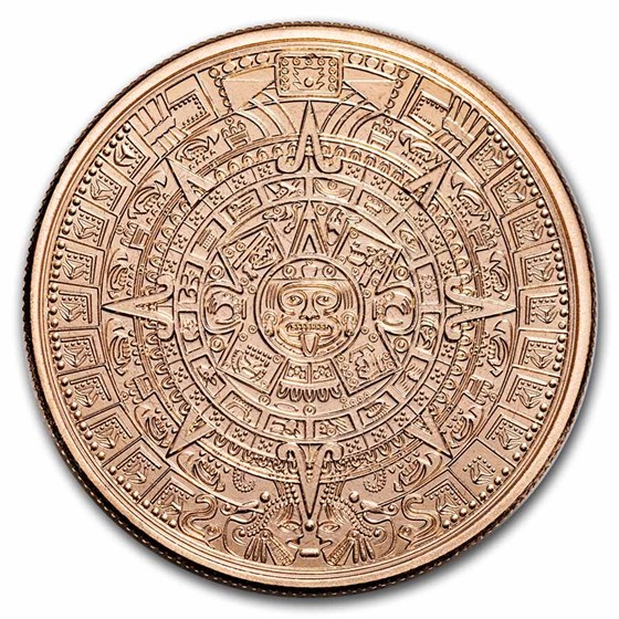 1 oz Copper Round - Aztec Calendar and Pyramid