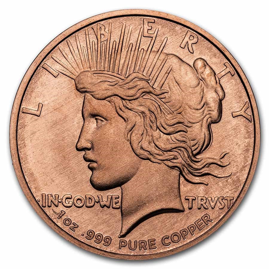 1 oz Copper Round - Peace Dollar