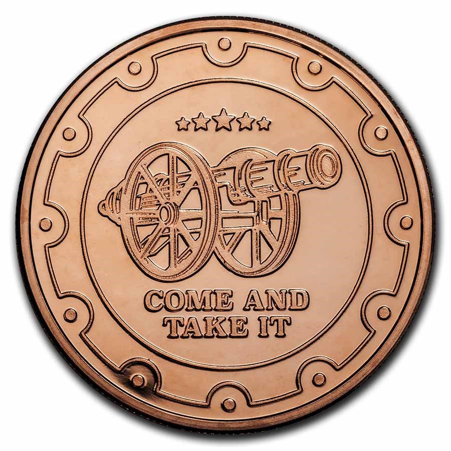 1 oz Copper Round - Second Amendment | "Come and Take It" Cannon