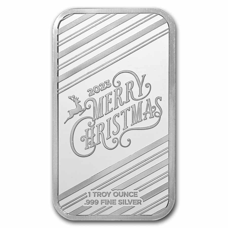 1 oz Silver Bar - Red Truck w/ Christmas Tree