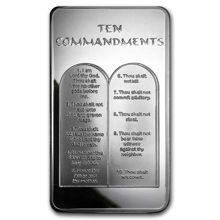 10 oz Silver Bar - Ten Commandments