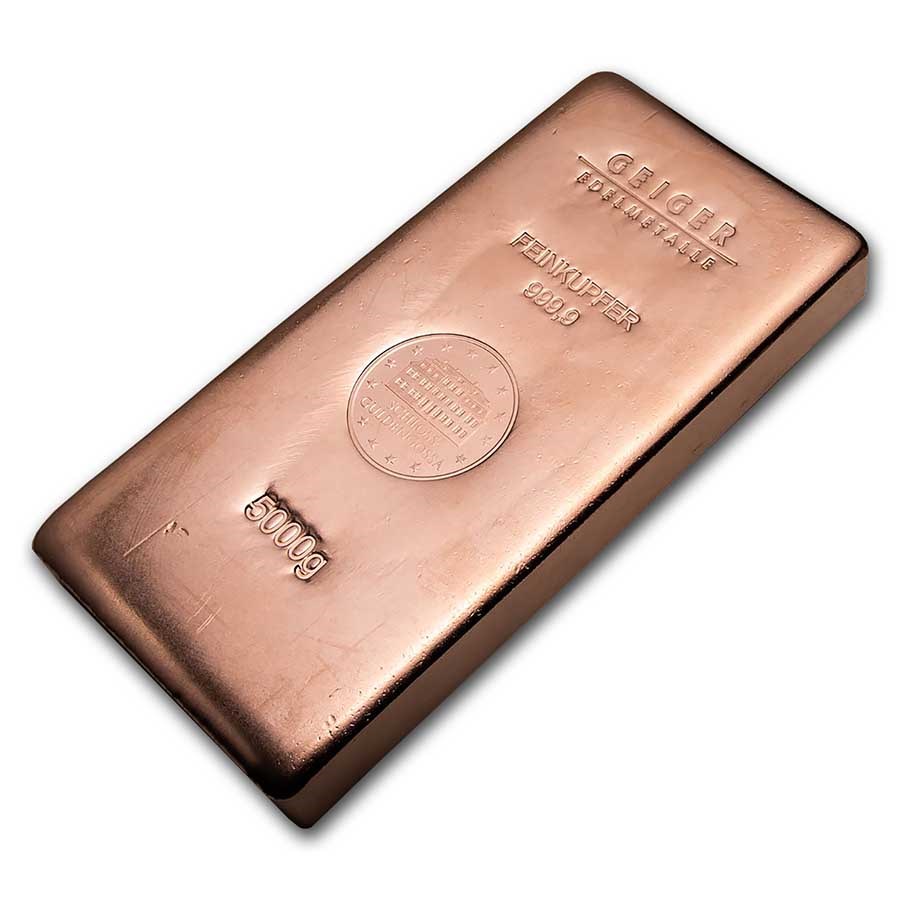 5000 gram Copper Bar - Geiger (Poured, .9999 Fine)