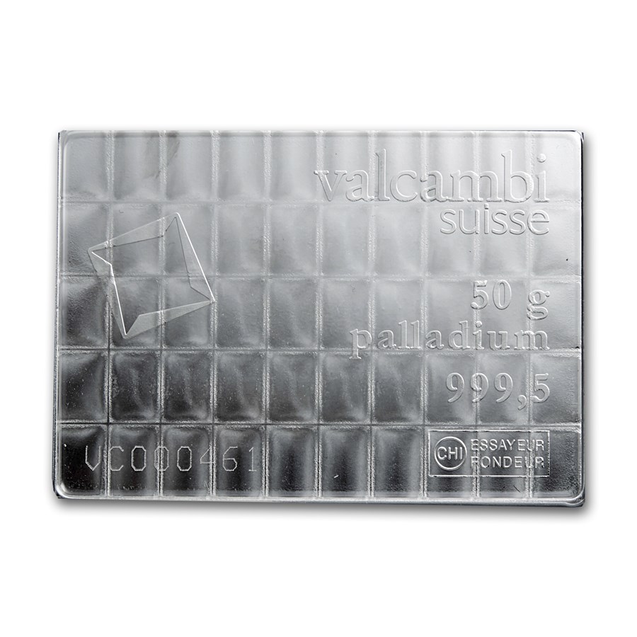 50x 1 gram Palladium CombiBar™ - Valcambi Suisse (In Assay)